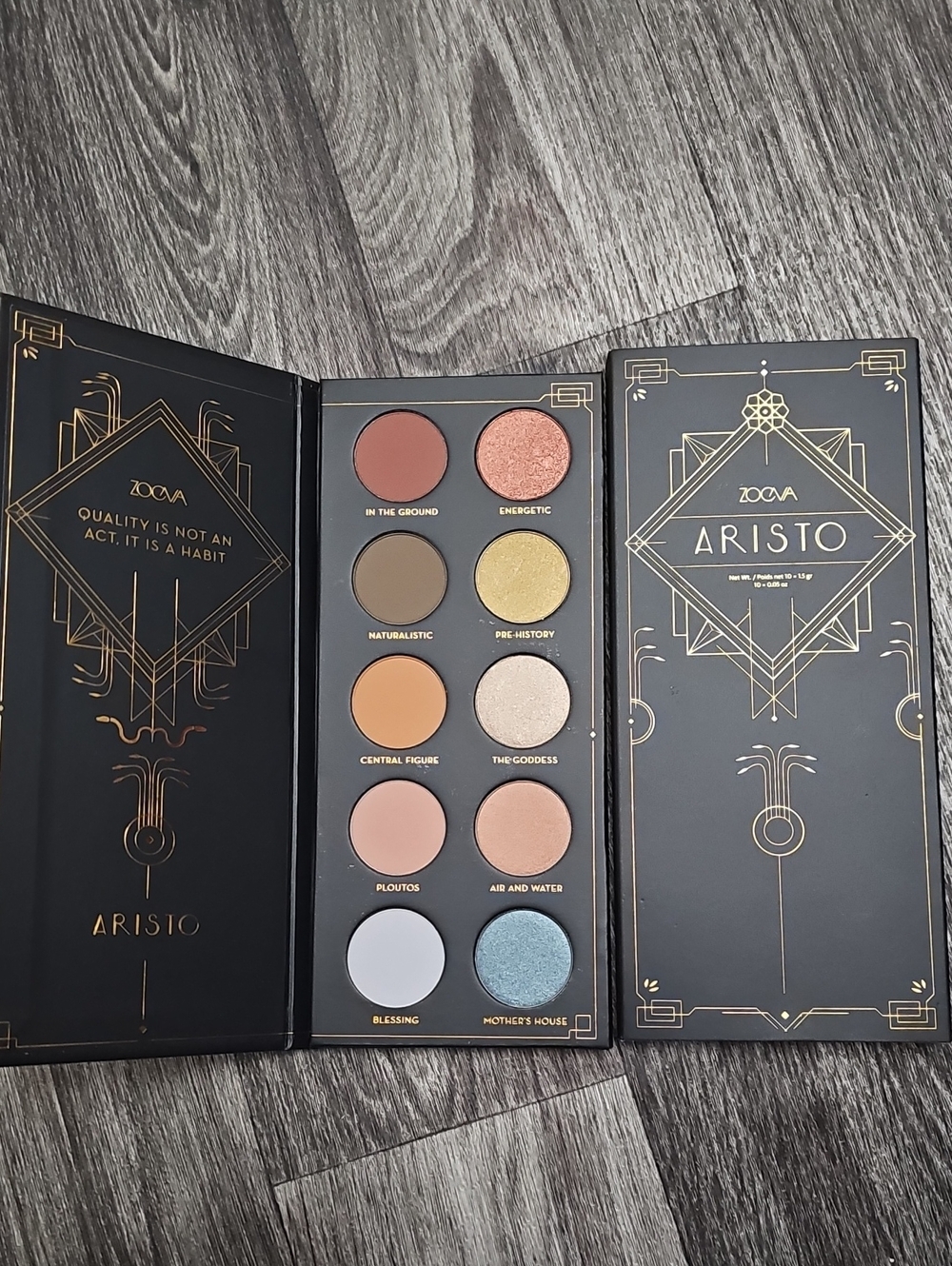 ZOEVA Aristo Eyeshadow Palette — Browns, Peach, Gold & Blue Shimmers